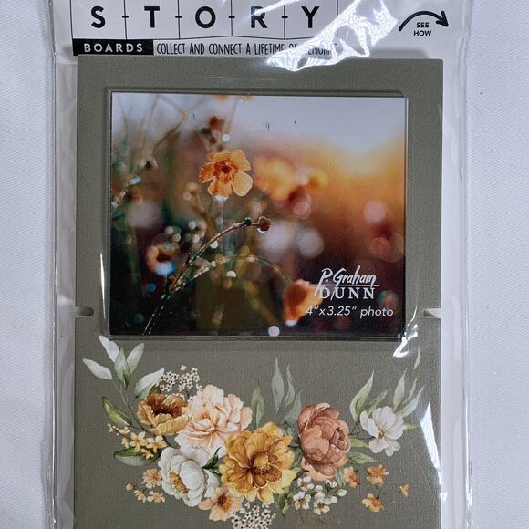 P Graham Dunn Story Board Linkable Stand-Up Photo Frame Sage Green/Floral New - Picture 1 of 7
